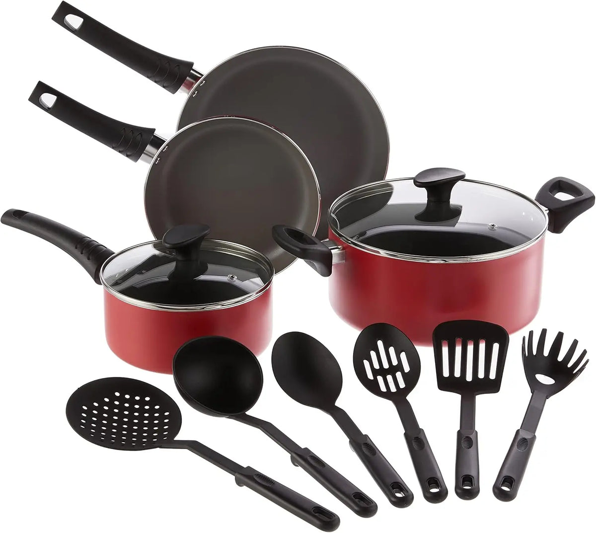 BELLA Nonstick Aluminum Cookware Set With Nylon Cooking Utensils