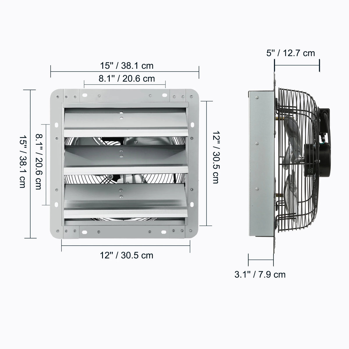 SucceBuy Adjustable Shutter Exhaust Fan for Greenhouse and Garage Ventilation