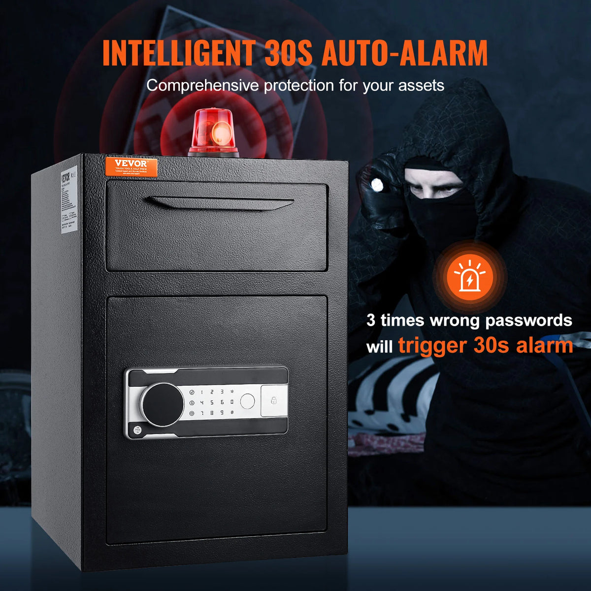 Depository Safe Electronic Code Lock With Drop Slot And Keys