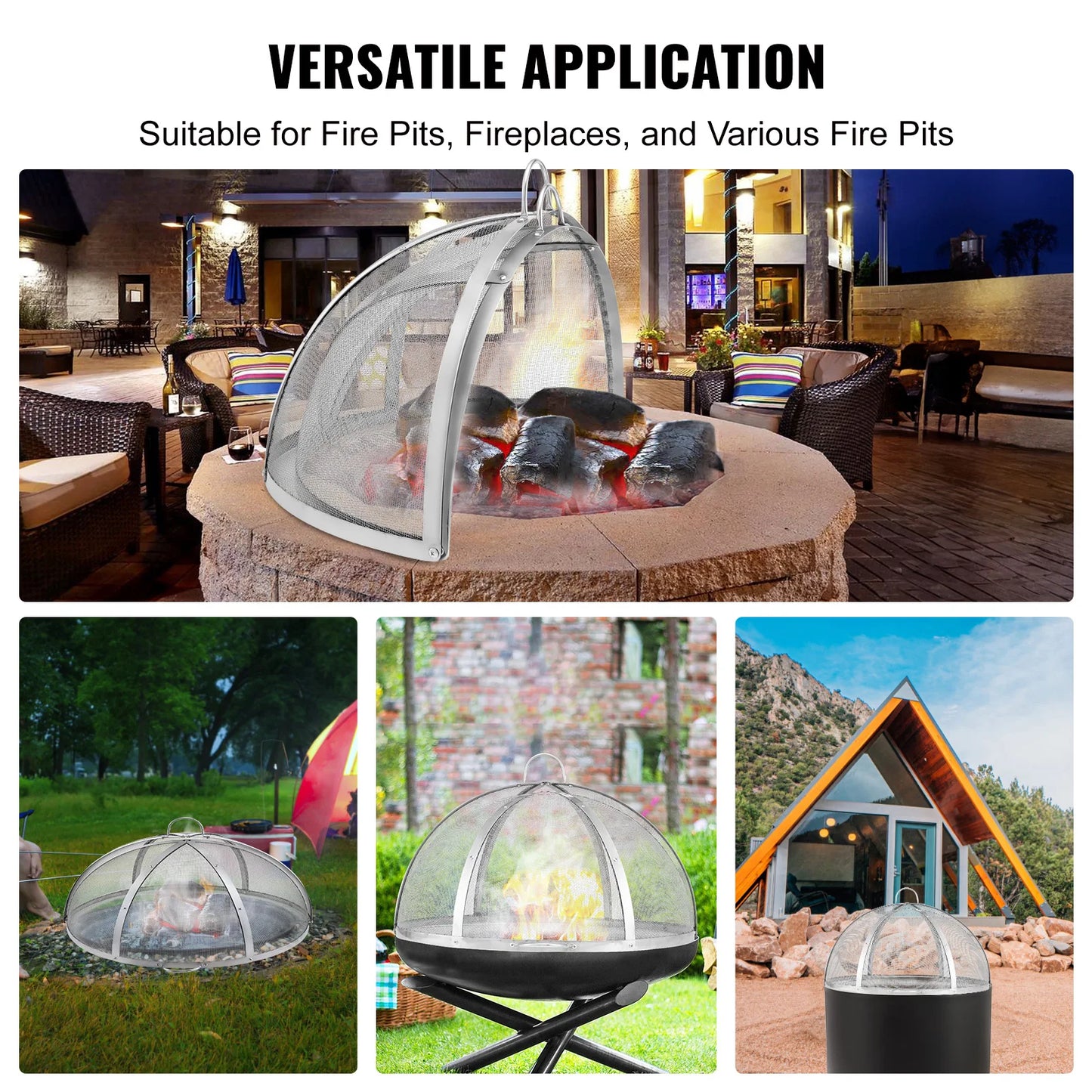 SucceBuy Firepit Spark Screen Lid Outdoor Fire Pit Ring Cover