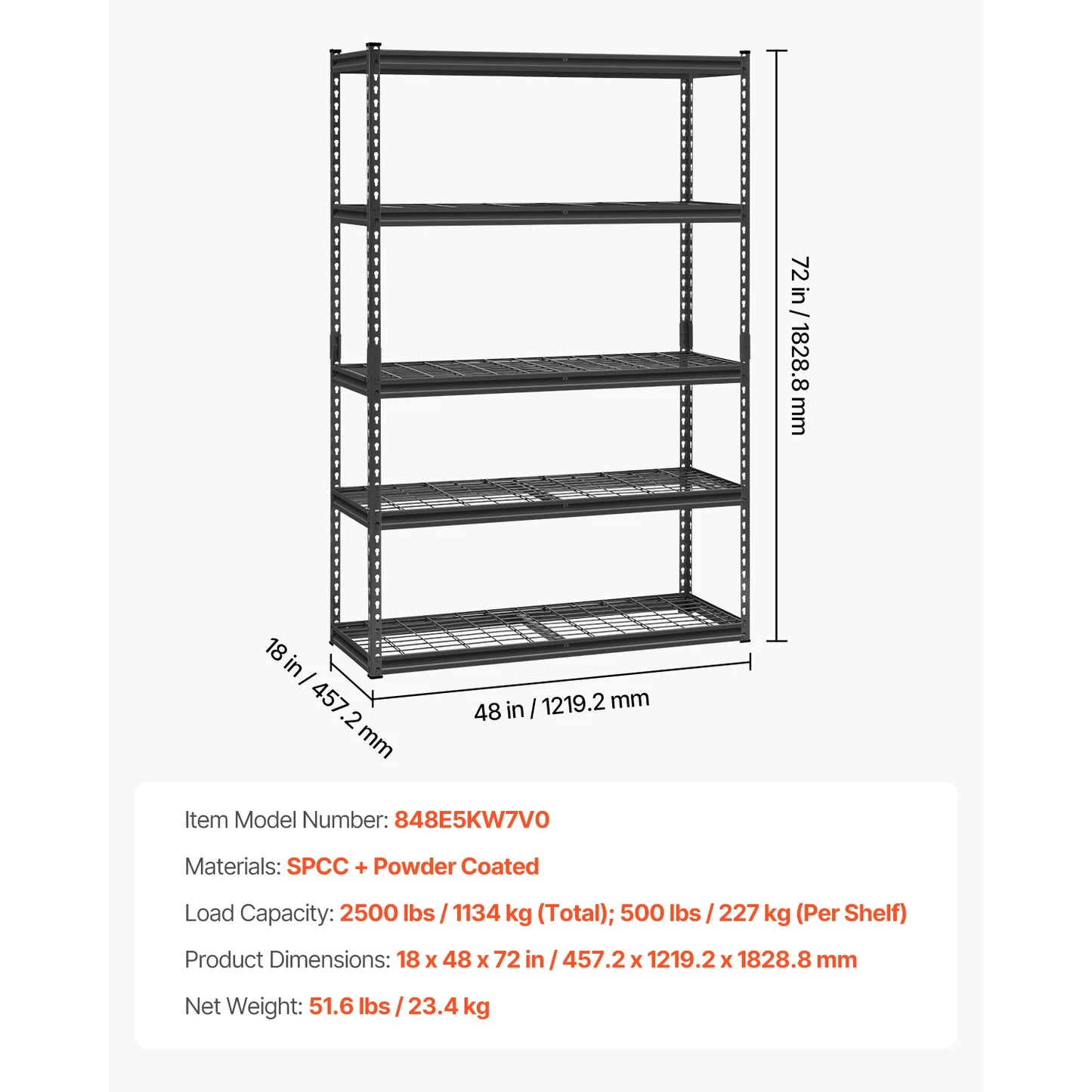 Metal Garage Shelving Unit 5 Tier Adjustable Warehouse