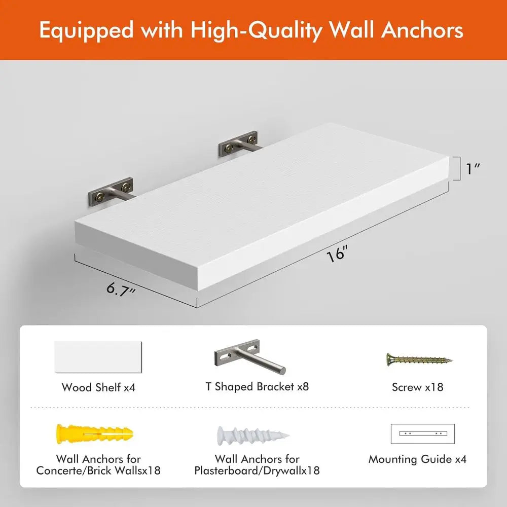 Floating Wall Shelves Four Rustic Wood Decor Storage