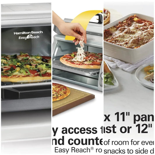 XMSJ 6 Slice Countertop Toaster Oven With Roll Top Door