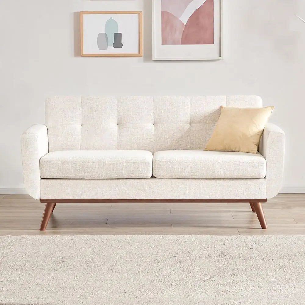 Boucle Upholstered Loveseat Sofa, Button Tufted Living Room Couch