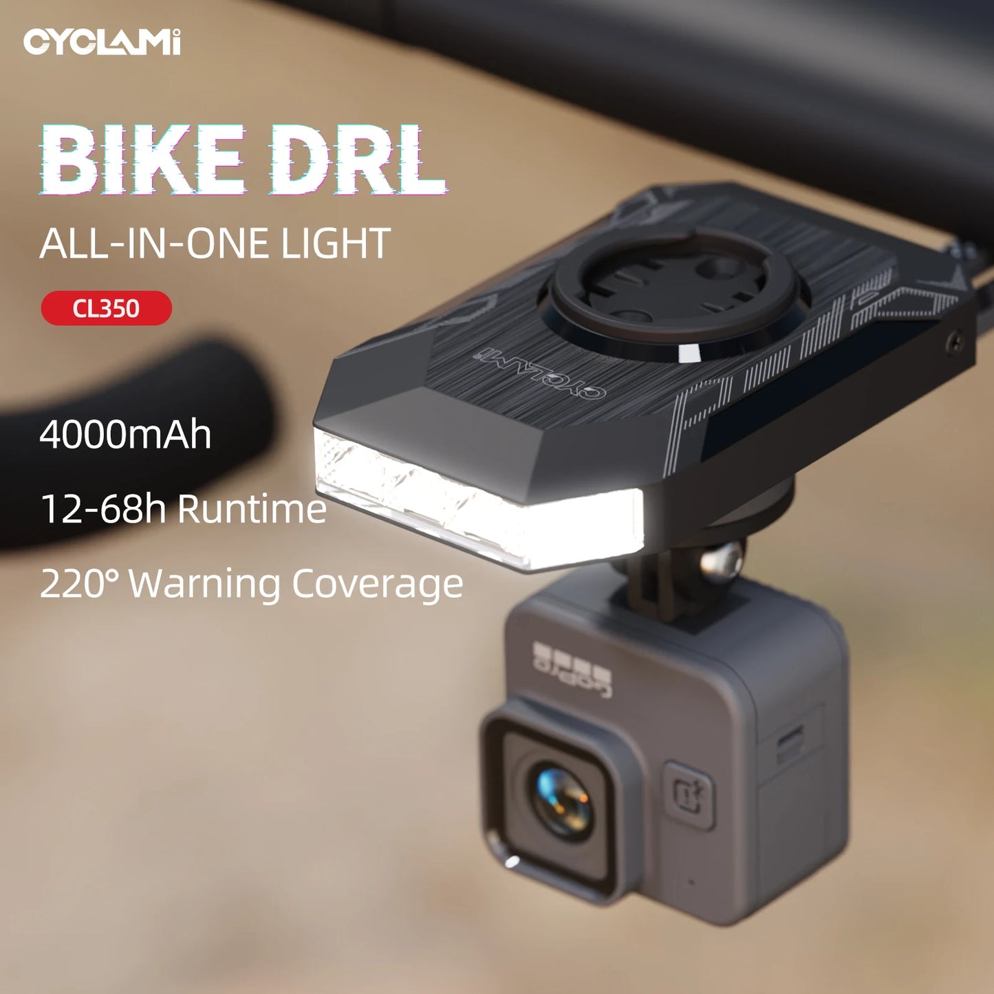 Cyclami CL350 Bike Headlight Garmin XOSS IGPSPORT Magene GPS Compatible