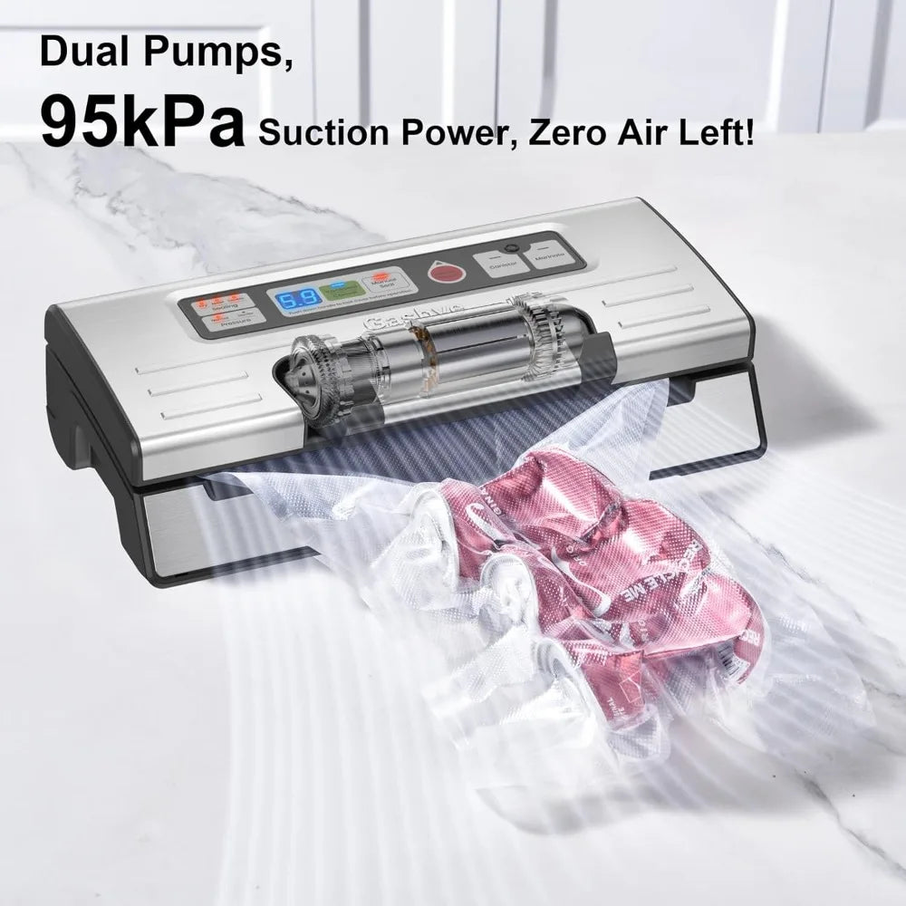 XMSJ Vacuum Sealer 95kPa Dual Heat Seal for Dry Food