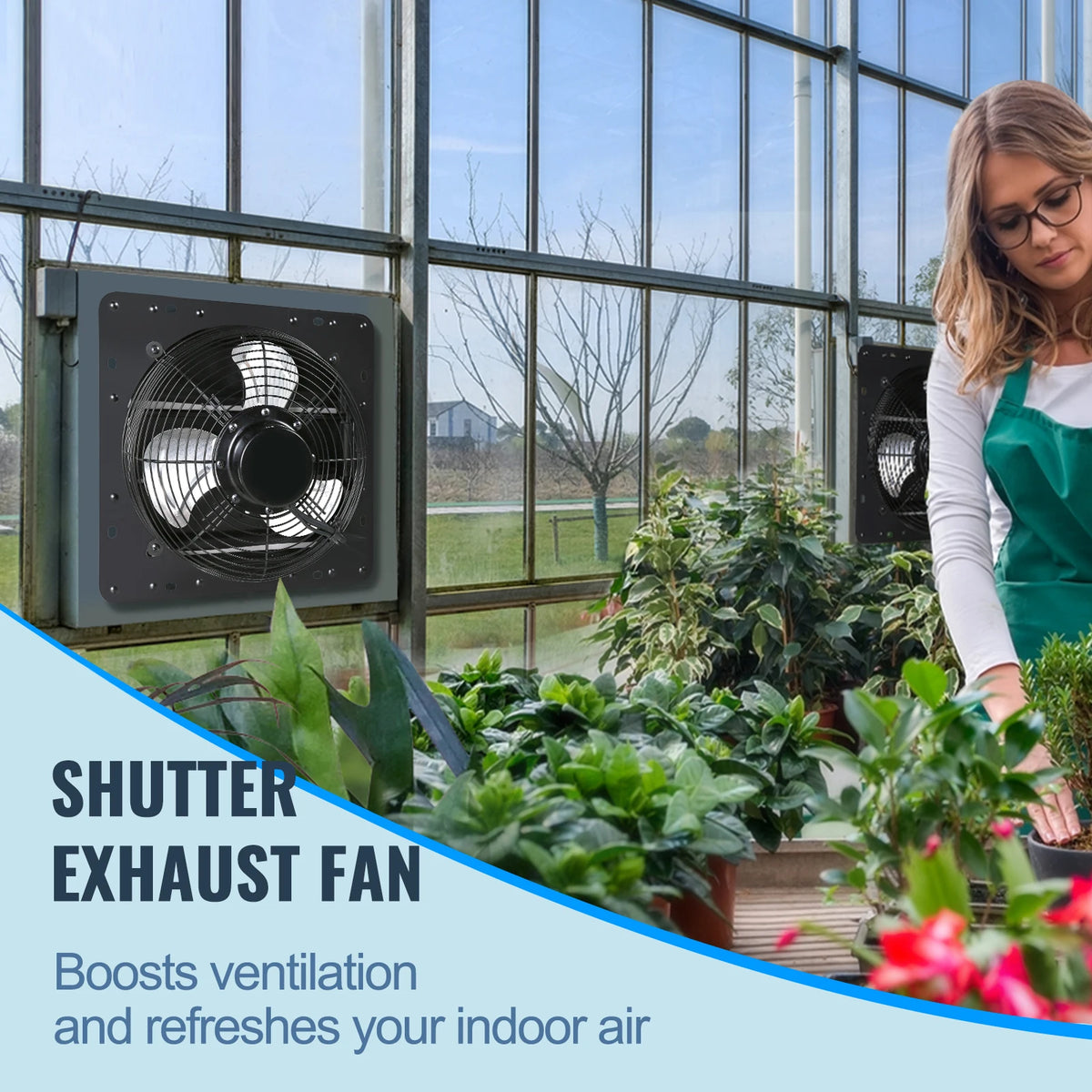 SucceBuy Adjustable Shutter Exhaust Fan for Greenhouse and Garage Ventilation
