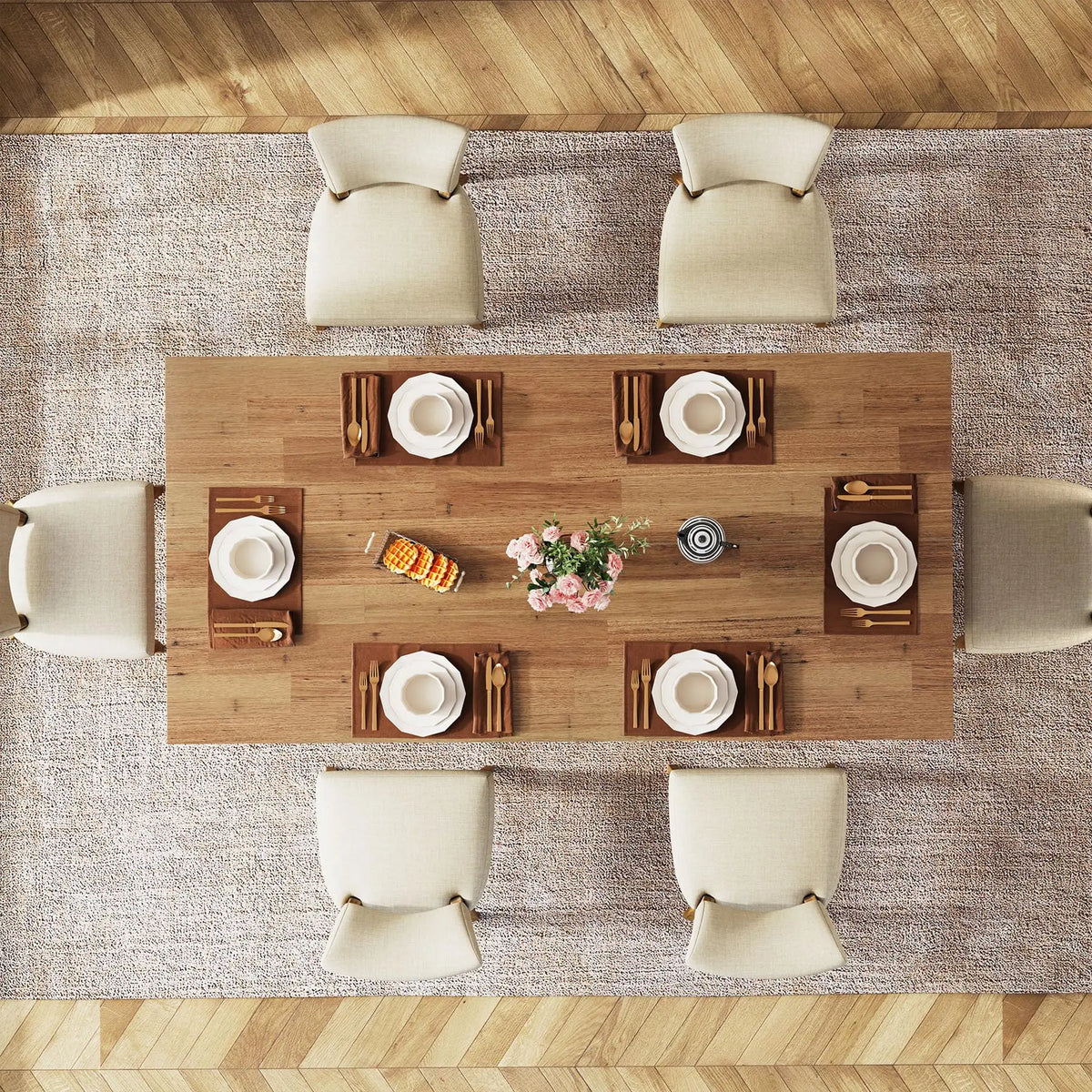 Tribesigns Modern Rectangular Wooden Kitchen Dining Table