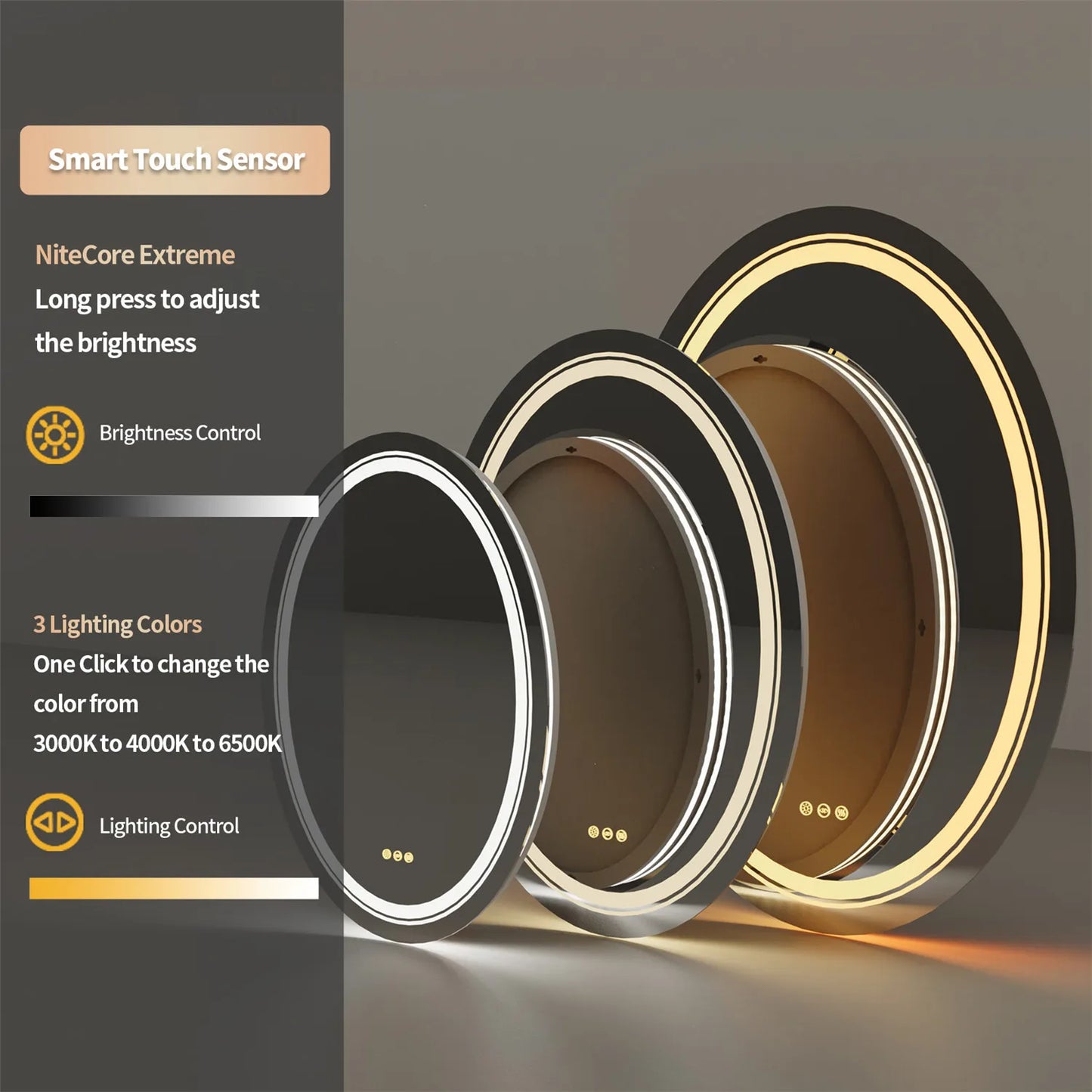 Wisfor Oval LED Bathroom Mirror With Anti-Fog Backlit Dimmable