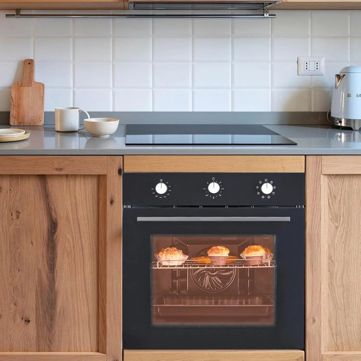 XMSJ Electric Wall Oven Convection Stainless Steel 8 Cooking Modes