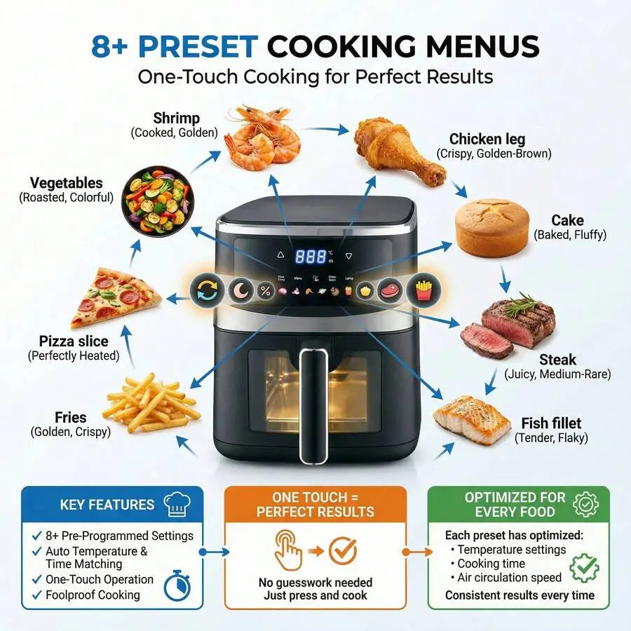 XMSJ 8-In-1 Air Fryer For Crispy Leftovers And Quick Meals