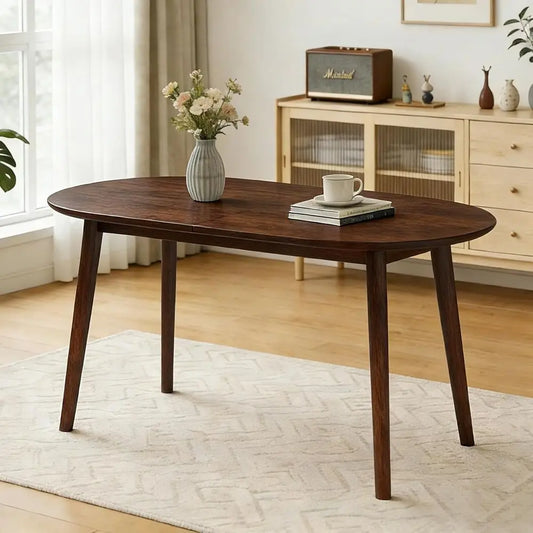 Ticify Oval Dining Table in Oak Wood with Solid Wood Legs