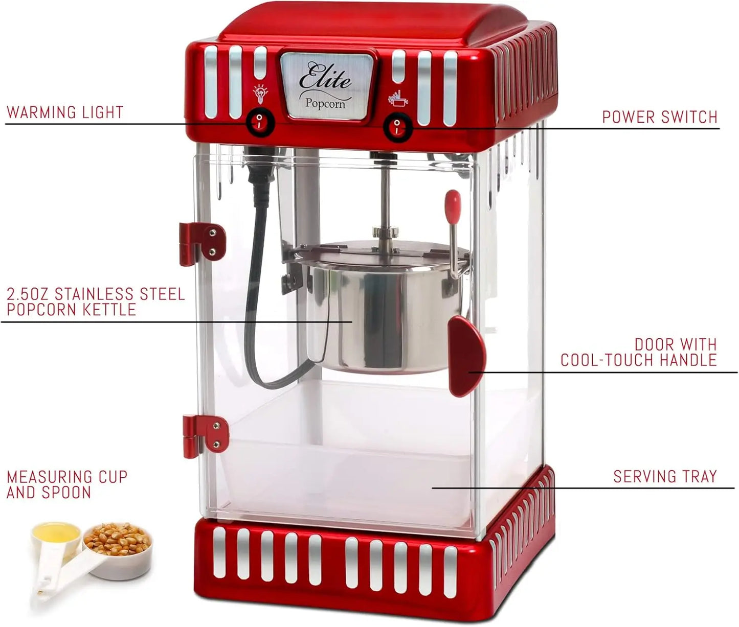 XMSJ Classic Carnival Tabletop Kettle Popcorn Popper Machine Retro Style