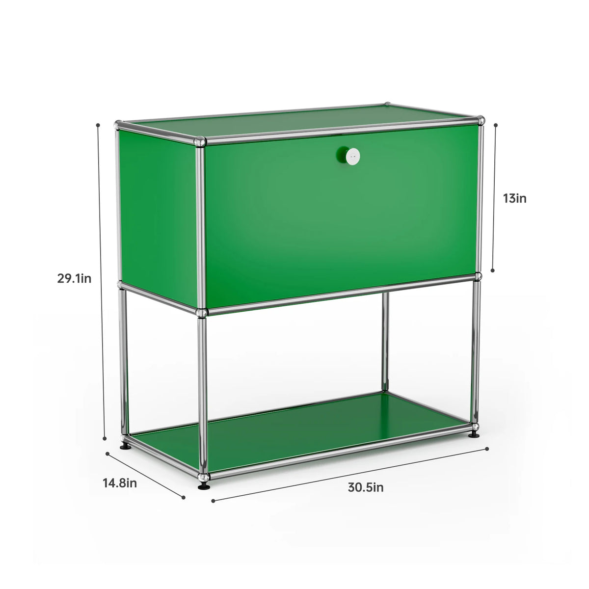 Modern Modular Metal Nightstand With Two Tier Open Storage Cabinet