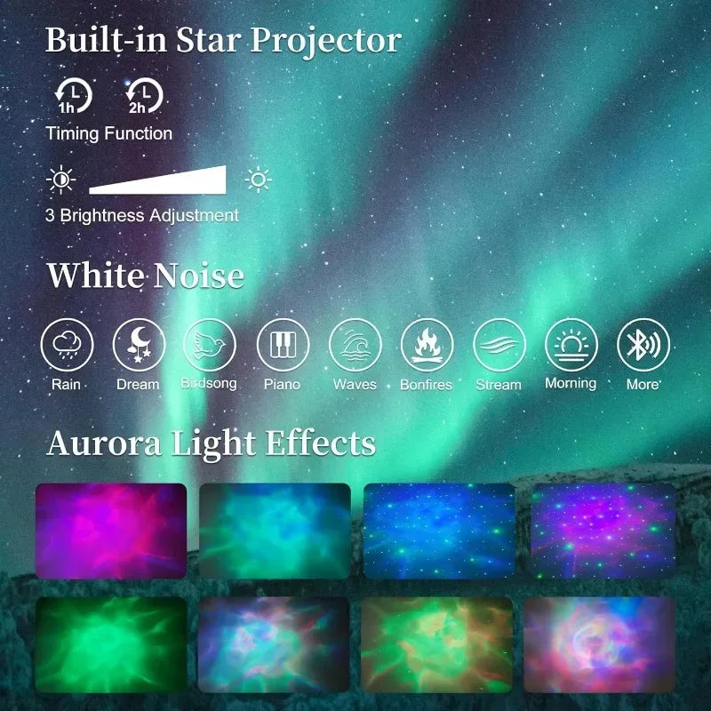 LED Bed Frame Galaxy Aurora Star Projector And Charging Station