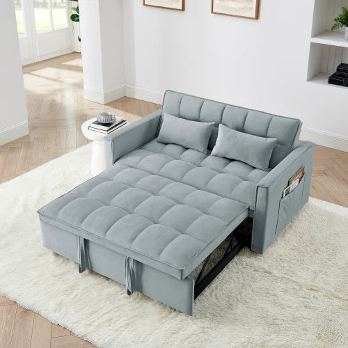 Modern Velvet Sofa Bed With Pullout And Adjustable Back
