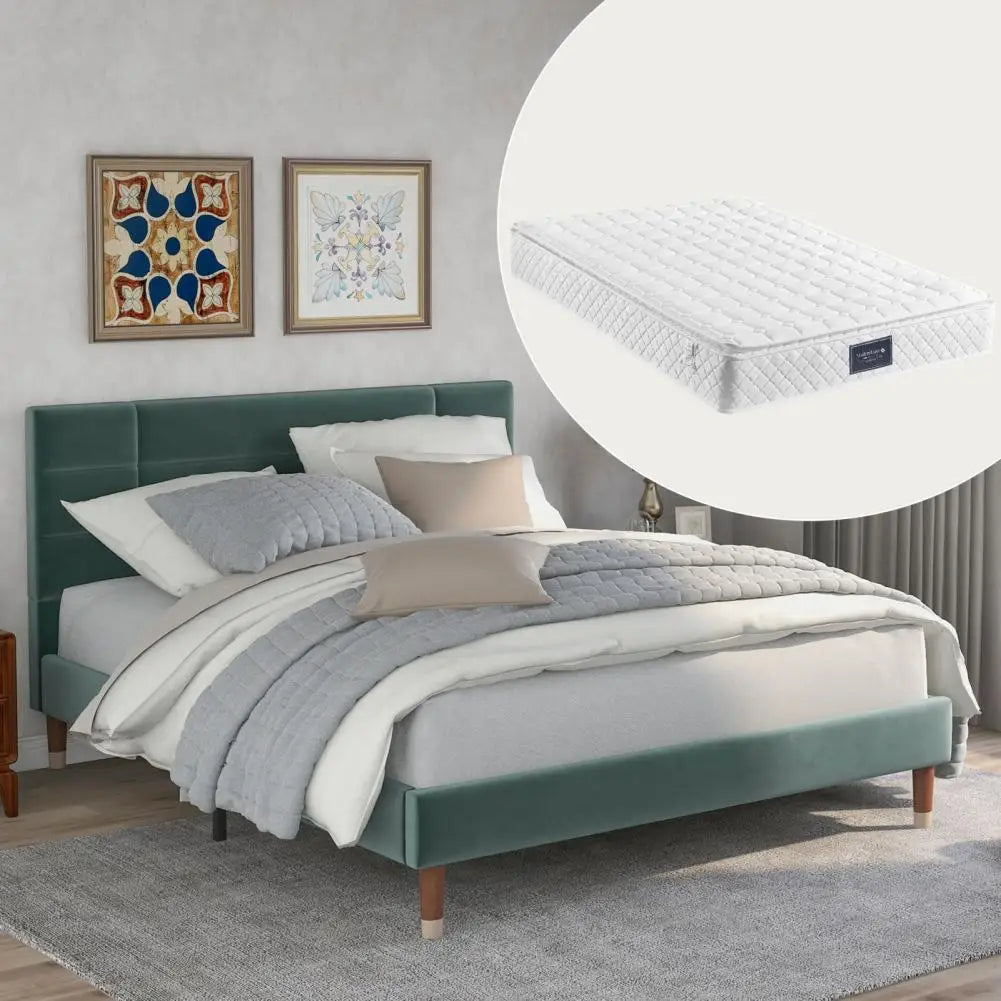 Bed Frame With Soft Headboard And Charging Station Metal
