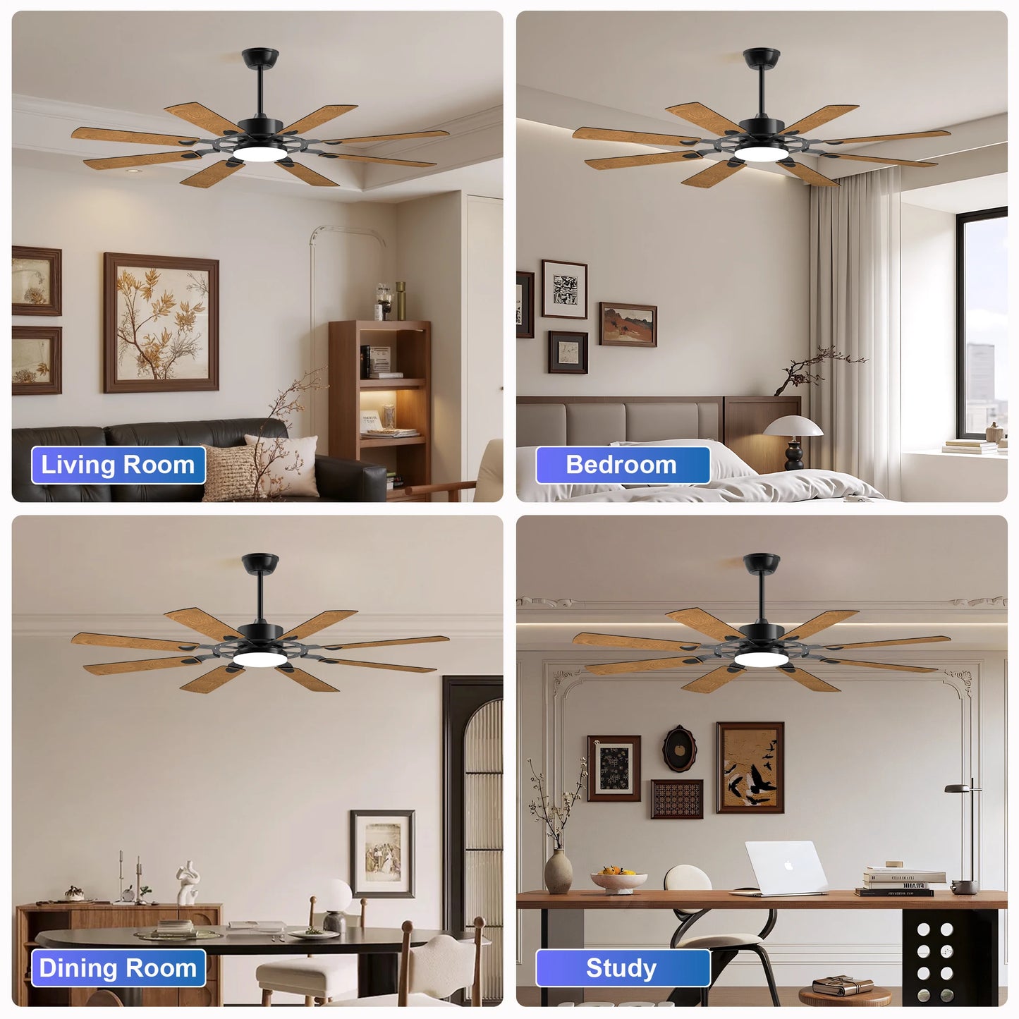 LONGREE Windmill Ceiling Fan with Lights and Remote Control