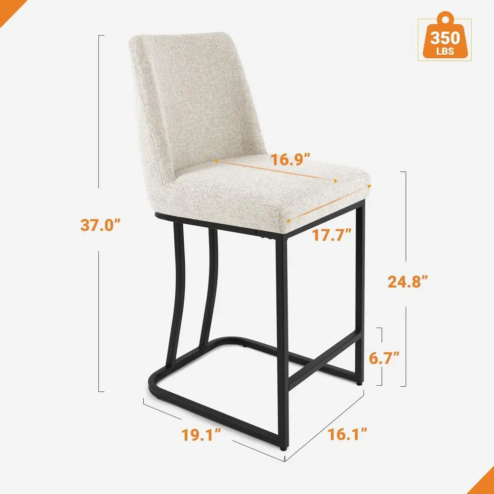 Counter Height Upholstered Bar Stools Set of Four Metal Frame