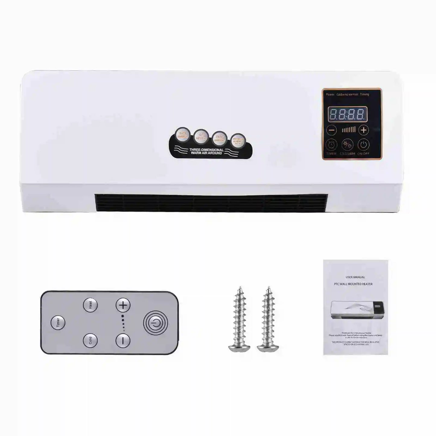 Wall Mounted Dual Function Heater And Fan With Digital Timer
