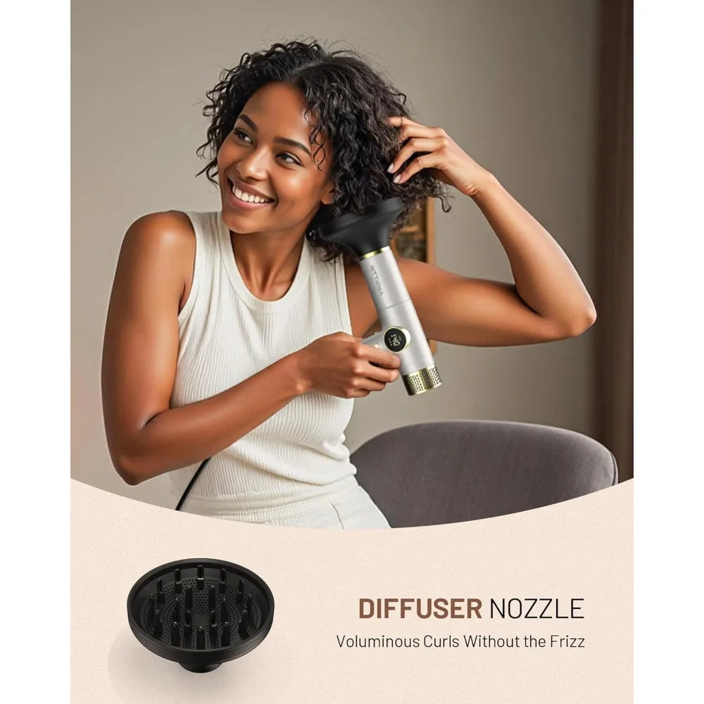 HITTIONA Dual Voltage Travel Hair Dryer Magnetic Diffuser 2000W Ionic