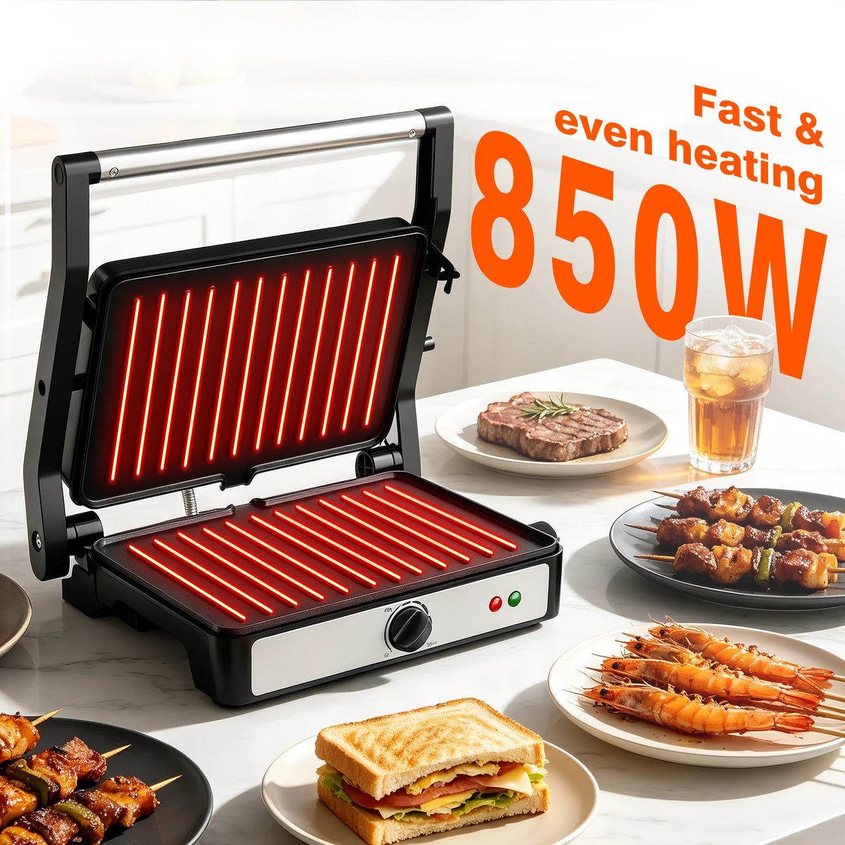CACHOO Sandwich Maker and Indoor Grill Panini Press