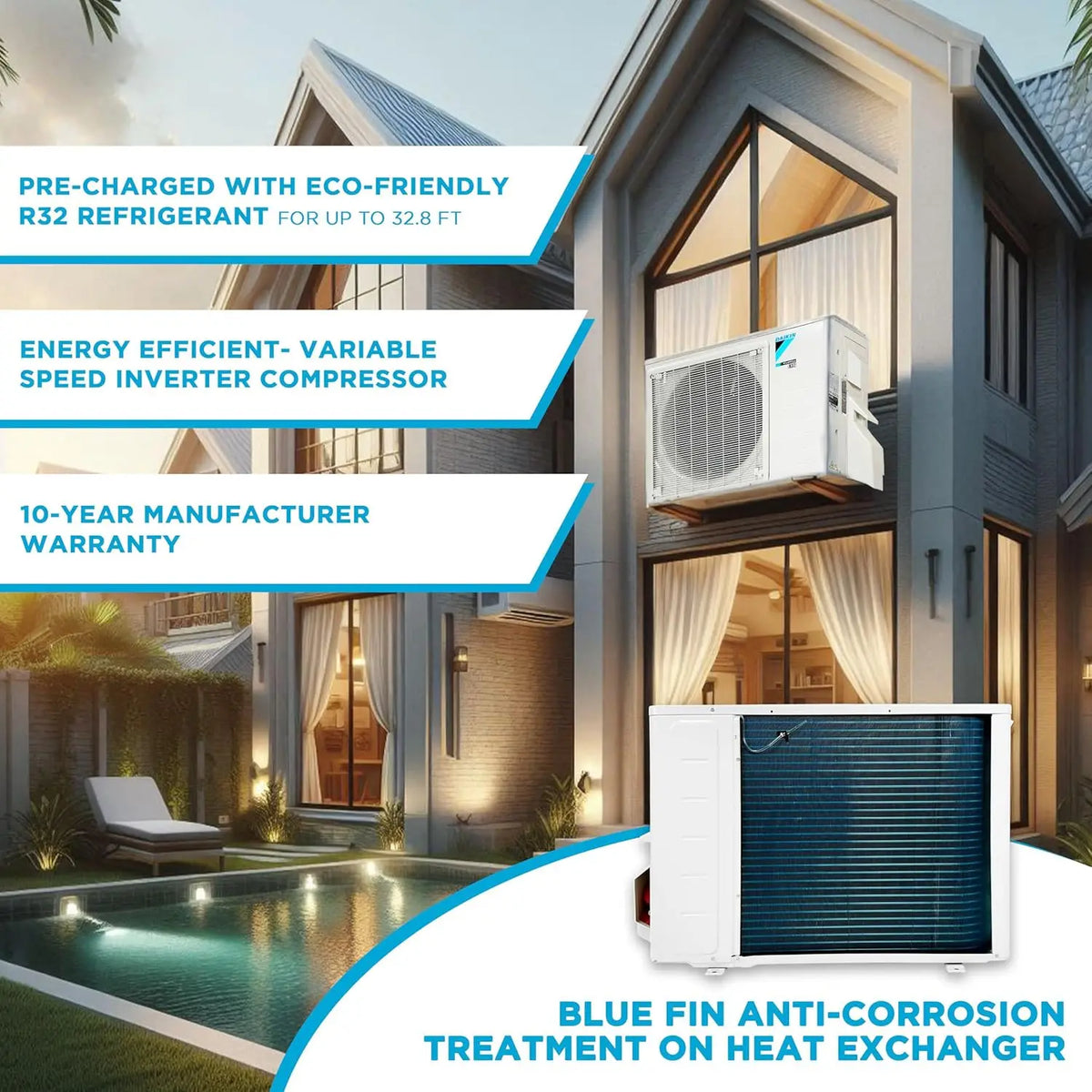 Ductless Mini Split Heat Pump Air Conditioner With Installation Kit