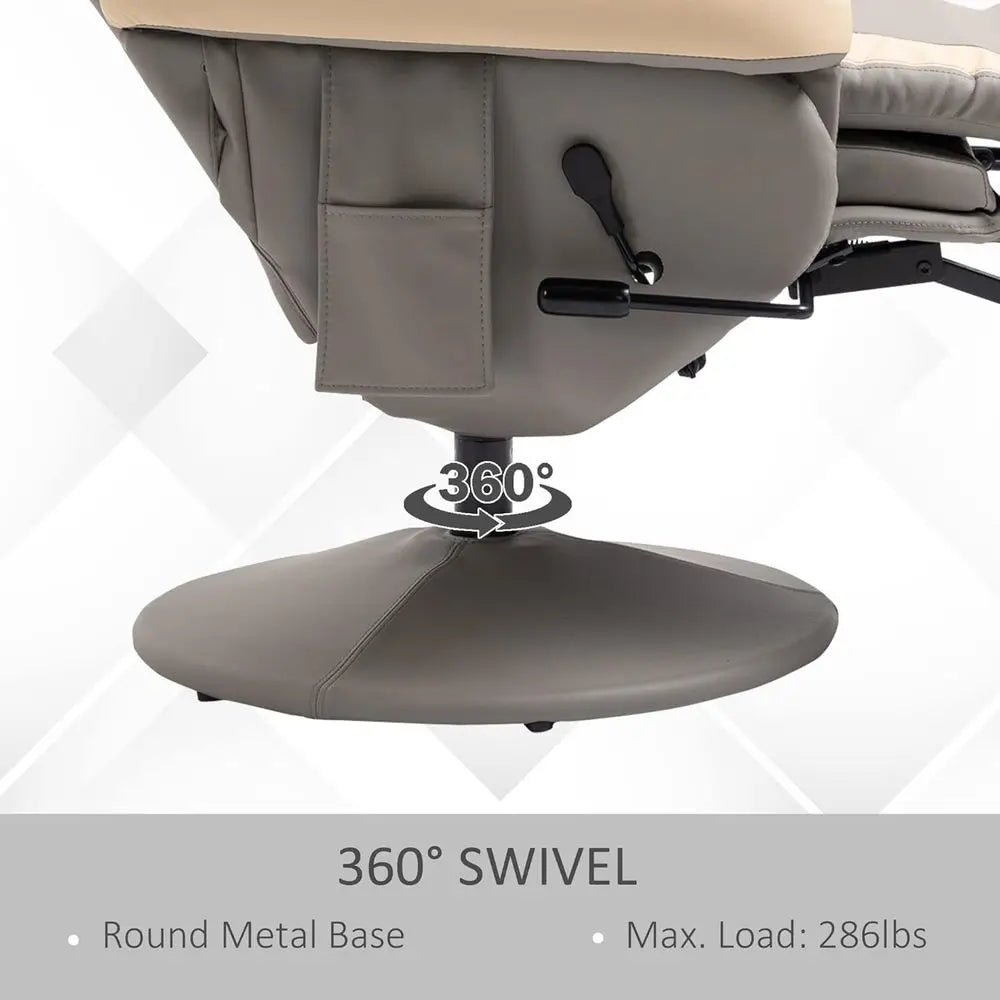 Manual PU Leather Recliner Armchair With Cup Holder And 360 Degree Swivel