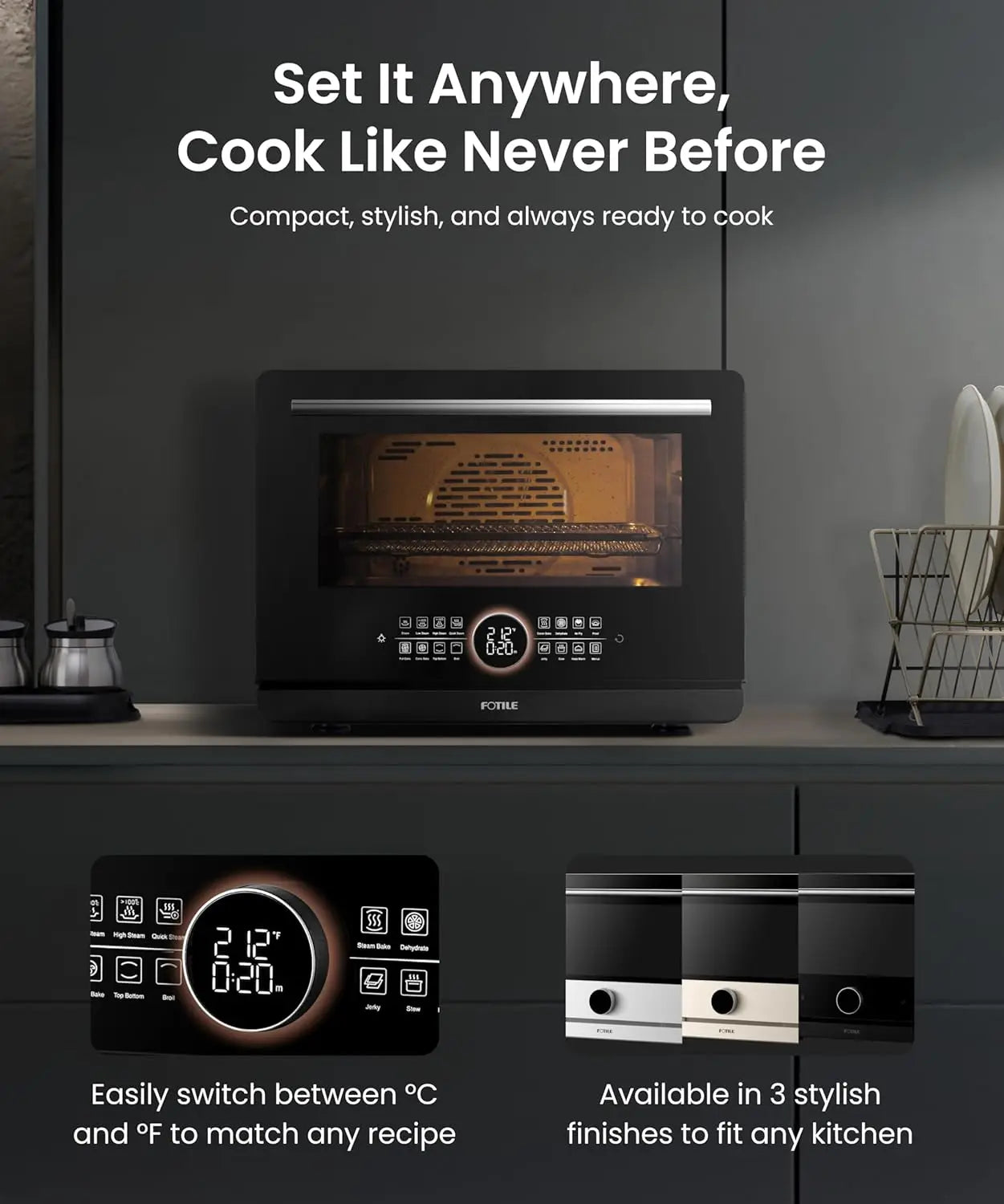 XMSJ 4-In-1 Combi-Steam Oven With Steam Bake Air Fry Convection Dehydrator