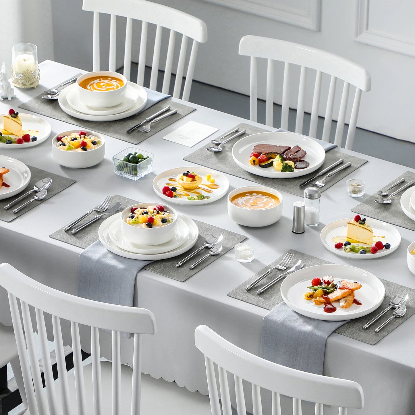 Malacasa Ceramic Dinnerware Set Round Porcelain Plates And Bowls
