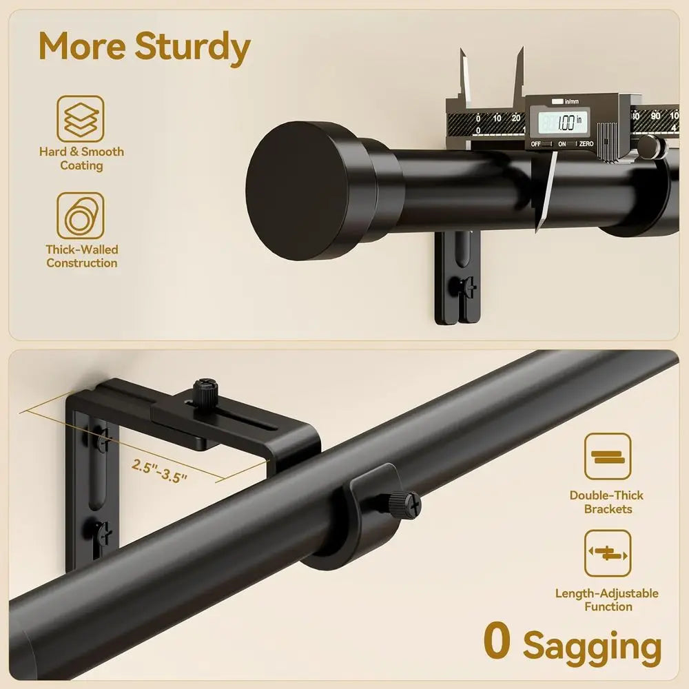 Heavy Duty Adjustable Iron Curtain Rods For Modern Windows