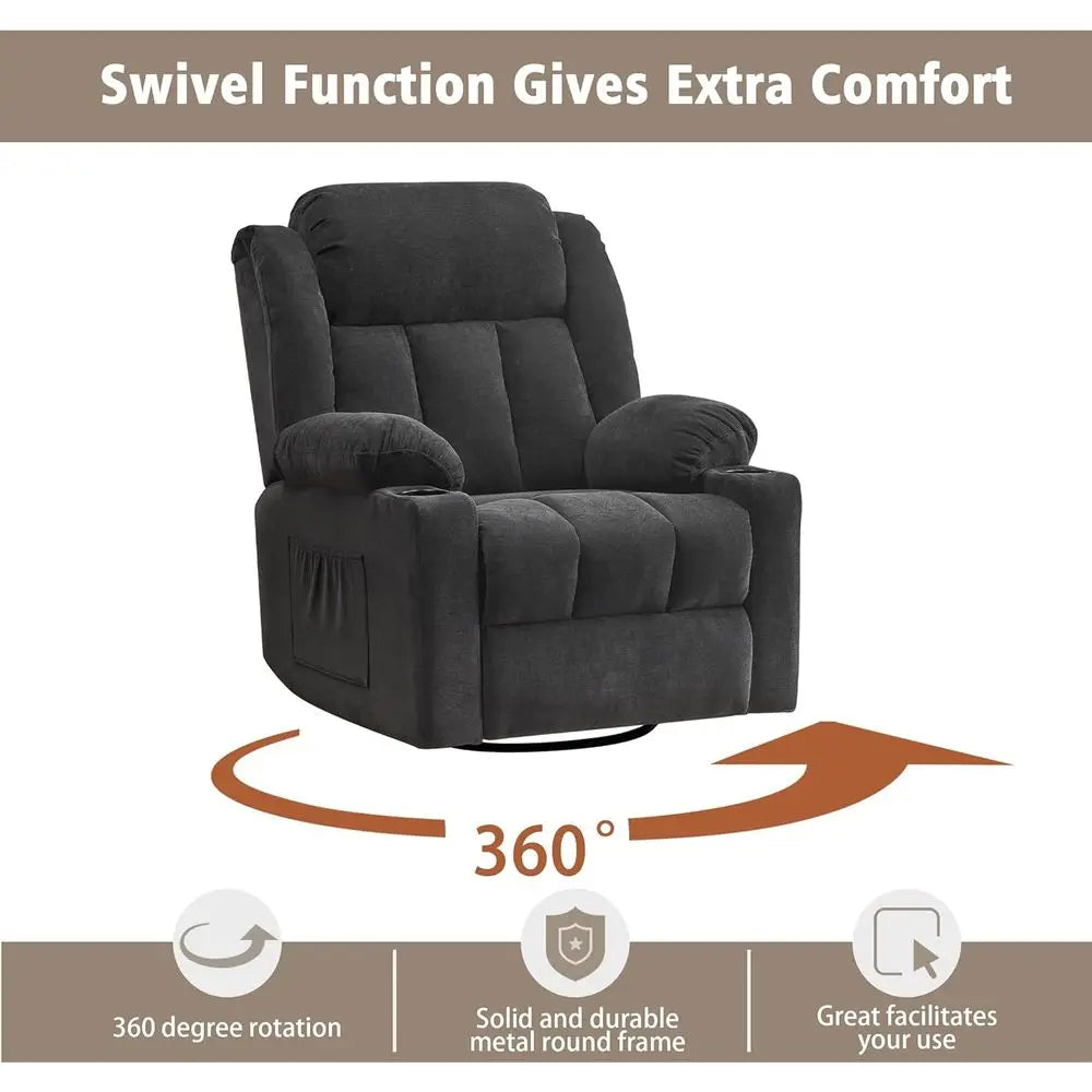 Rocker Swivel Recliner Chair With Massage And Heat