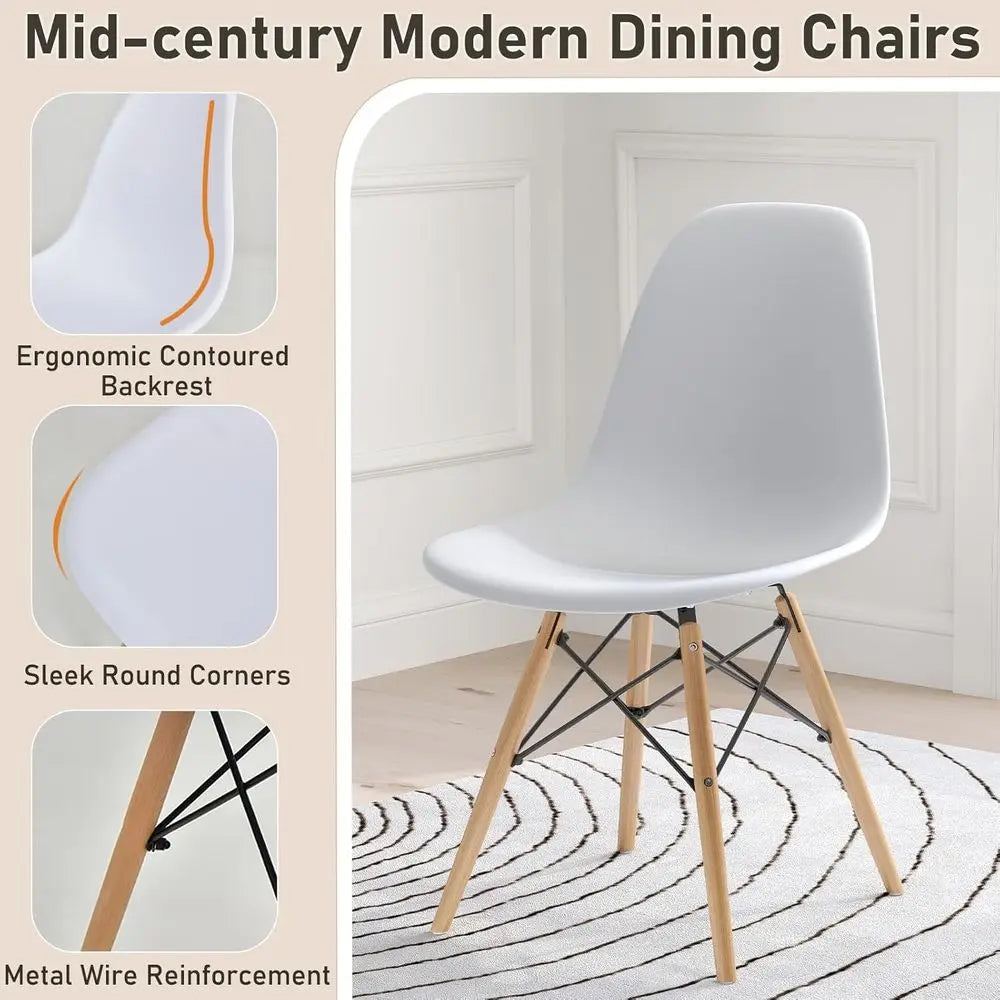 Ticify Round Dining Table Set For 4 With Ergonomic Chairs And Solid Wood Legs