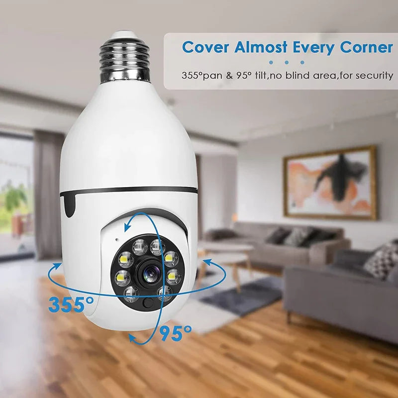 WESECUU E27 Surveillance Camera Night Vision Indoor IP Camera Zoom