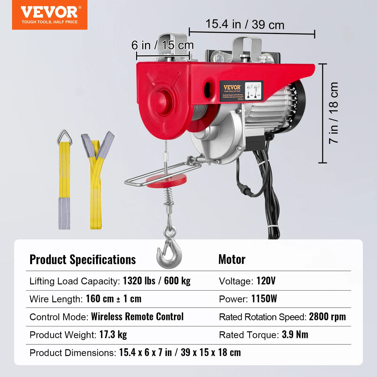 SucceBuy Wireless Electric Hoist Steel Wire Winch for Garage Use