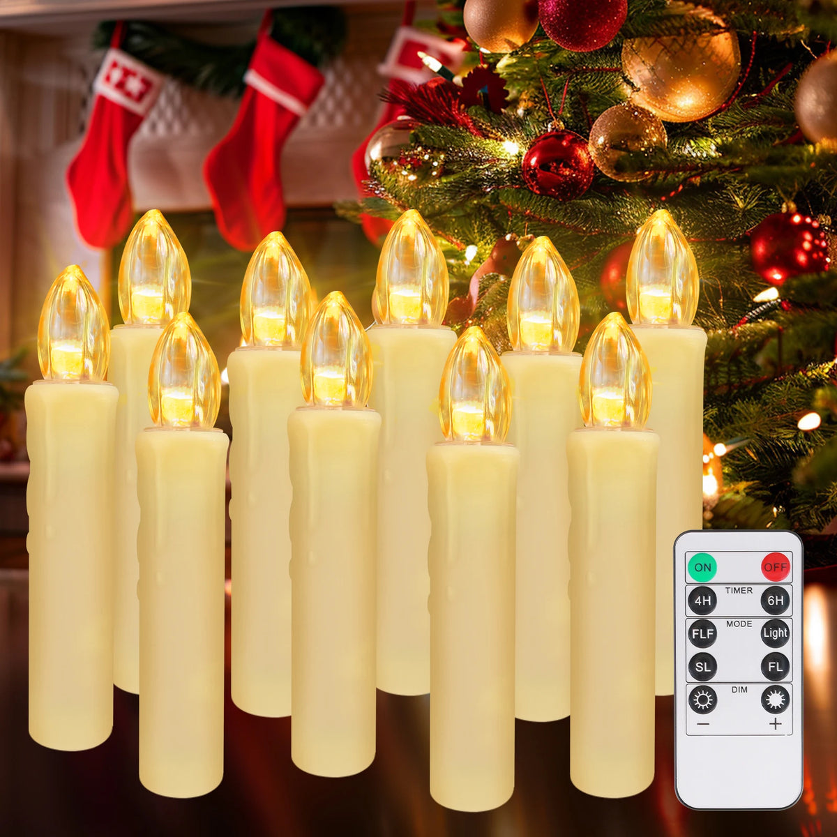 Clip On LED Flameless Taper Candles With Remote Timer