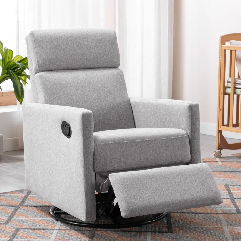 Modern Upholstered Rocker Glider Chair With Swivel Recliner
