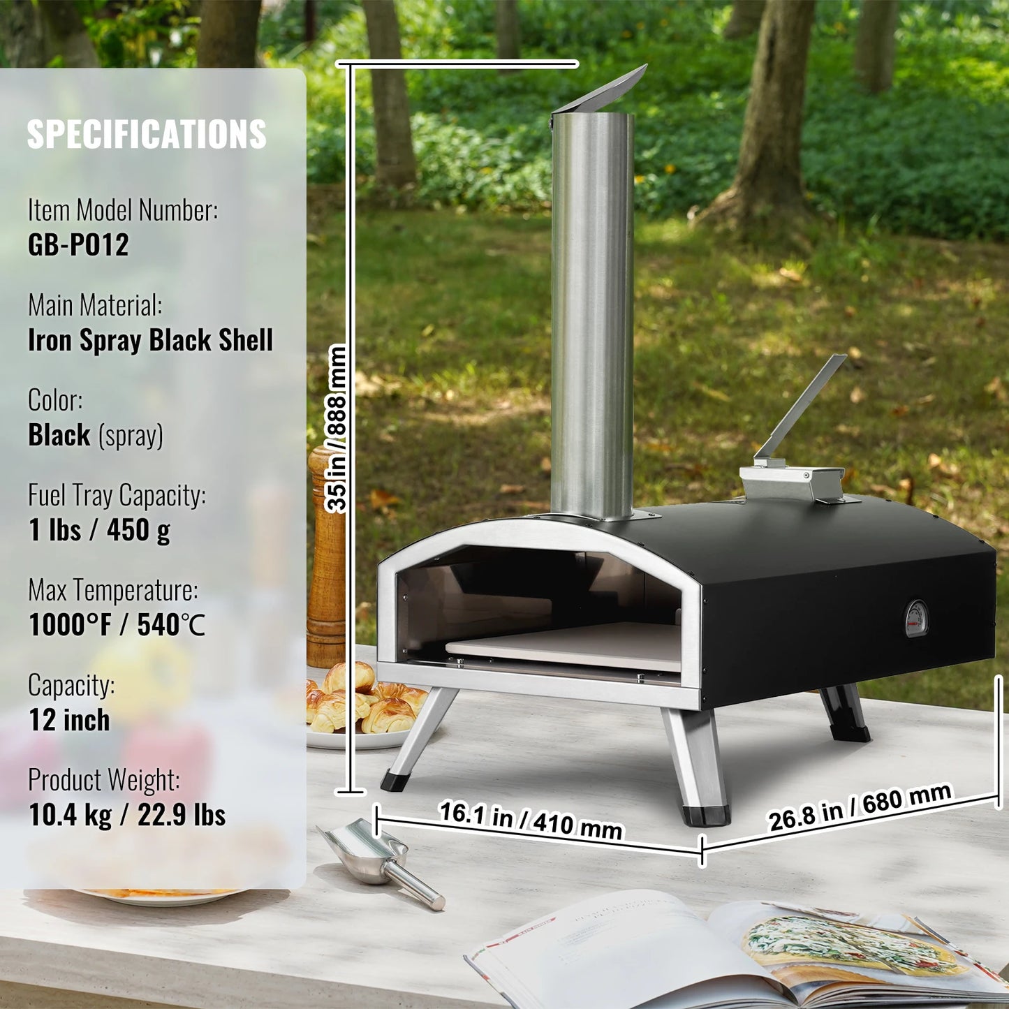 SucceBuy Portable Outdoor Oven Includes Pizza Stone Waterproof Cover