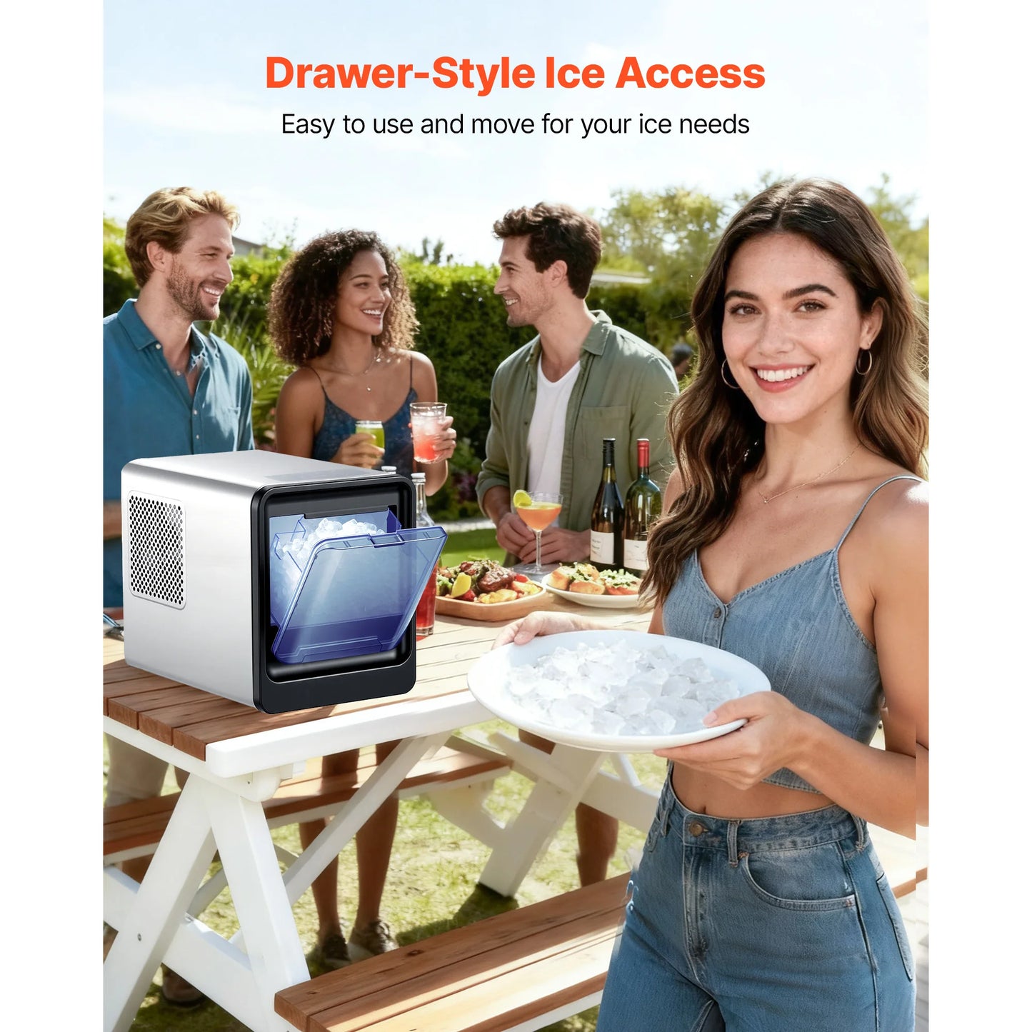 SucceBuy Countertop Nugget Ice Maker 33 To 44 Lbs Per Day Portable