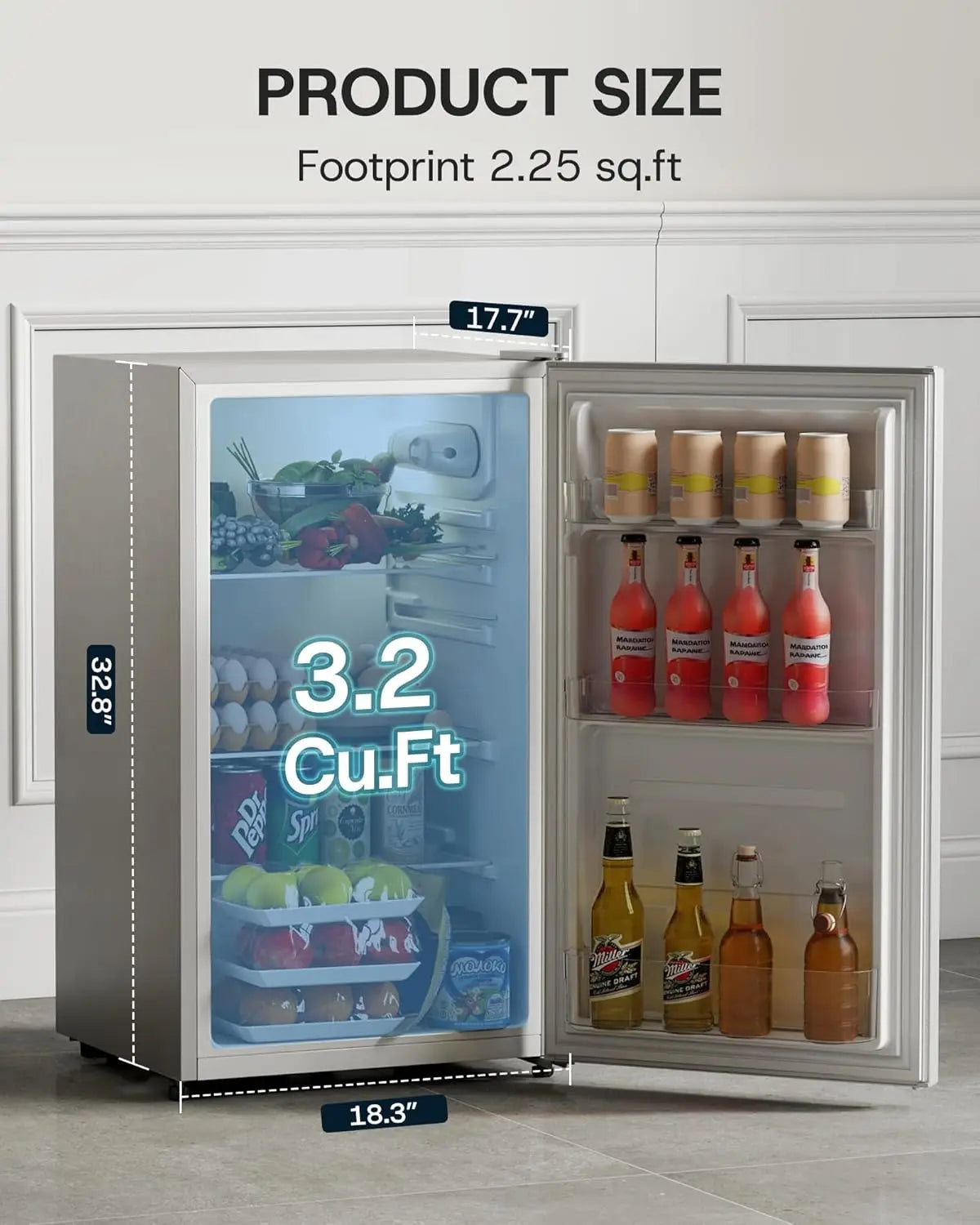 XMSJ All Refrigerator Mini Fridge for Dorm Rooms Energy Efficient