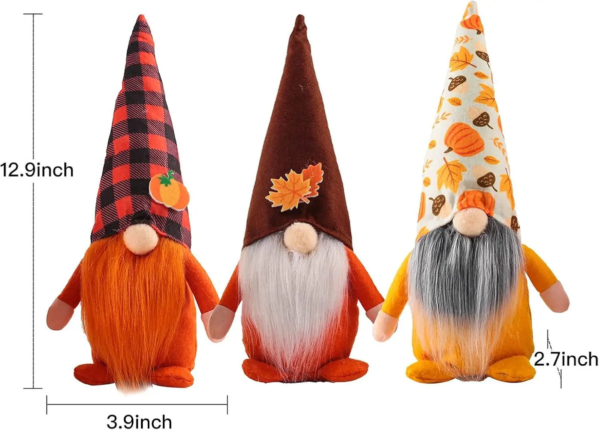 Harvest Thanksgiving Gnome Plush Figurine Set For Autumn Home Decor