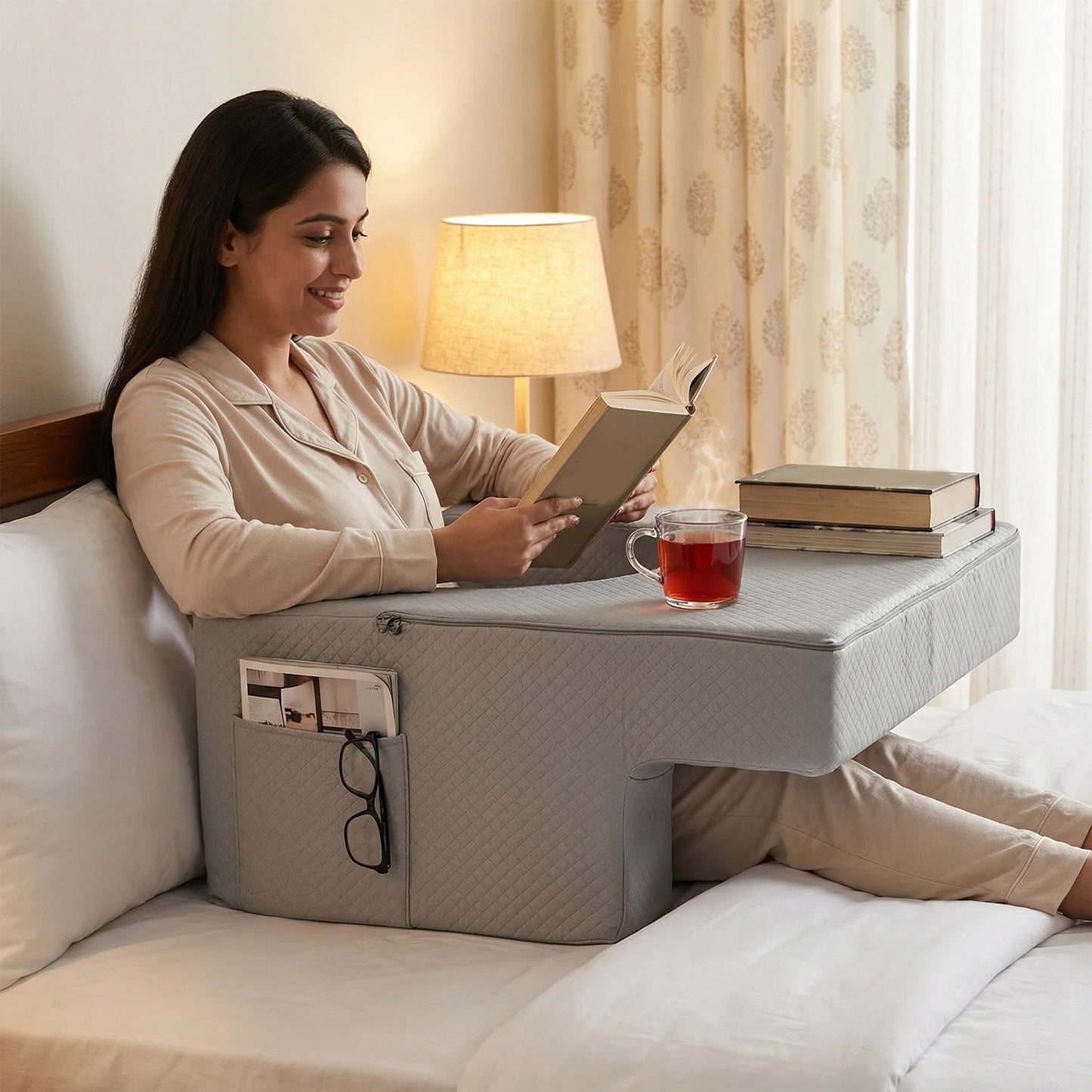 NovaSphere Back Support Pillow With Arms And Pockets For Bed And Sofa