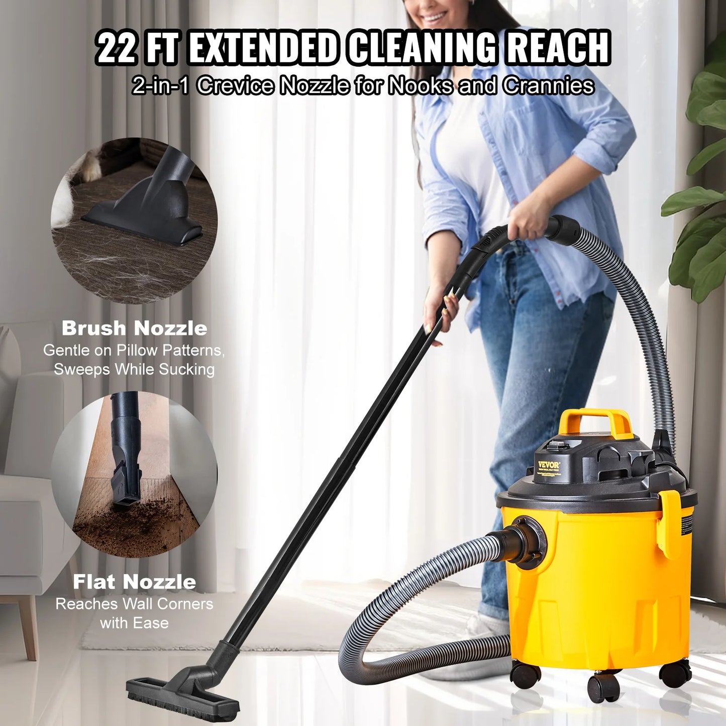 SucceBuy Wet And Dry Shop Vacuum 6 Peak HP With Blower Two In One Crevice Nozzle