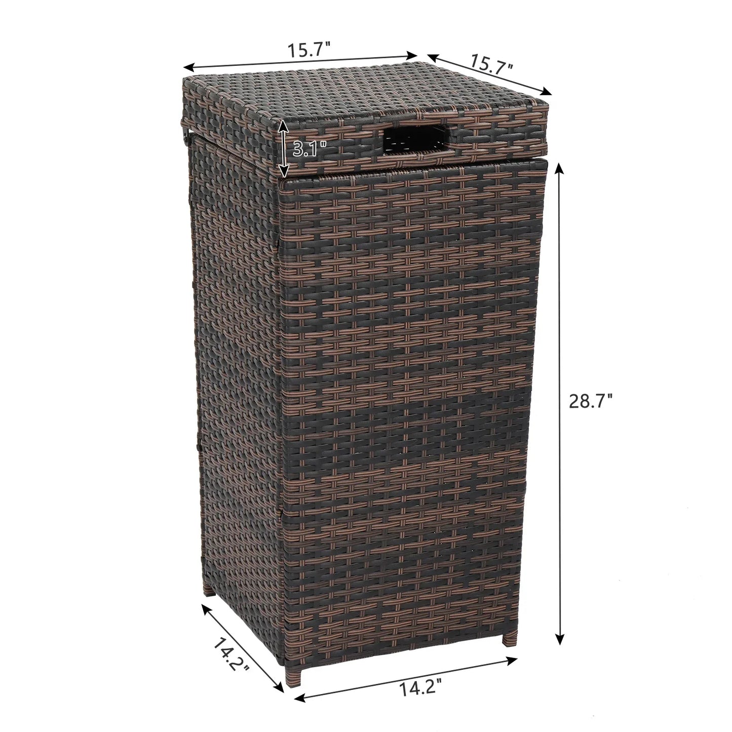 Iron Frame Rattan Trash Can With Top Cover For Garden Yard