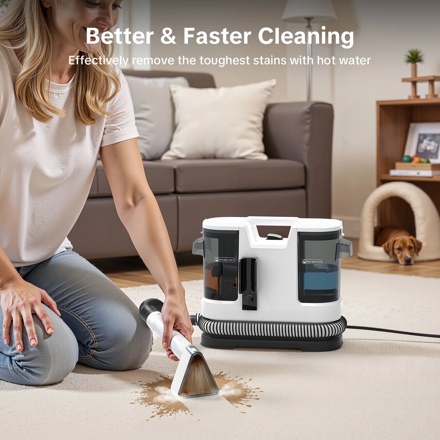 Lubluelu V8 Instant Heated Carpet Cleaner With Powerful 15KPa Suction
