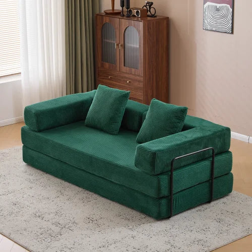 Convertible Floor Sofa Bed With Pillow Back Support And Armrests