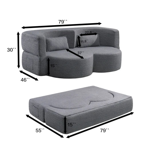 Folding Sofa Bed Floor Sofa Convertible Teddy Bear Sleeper Futon