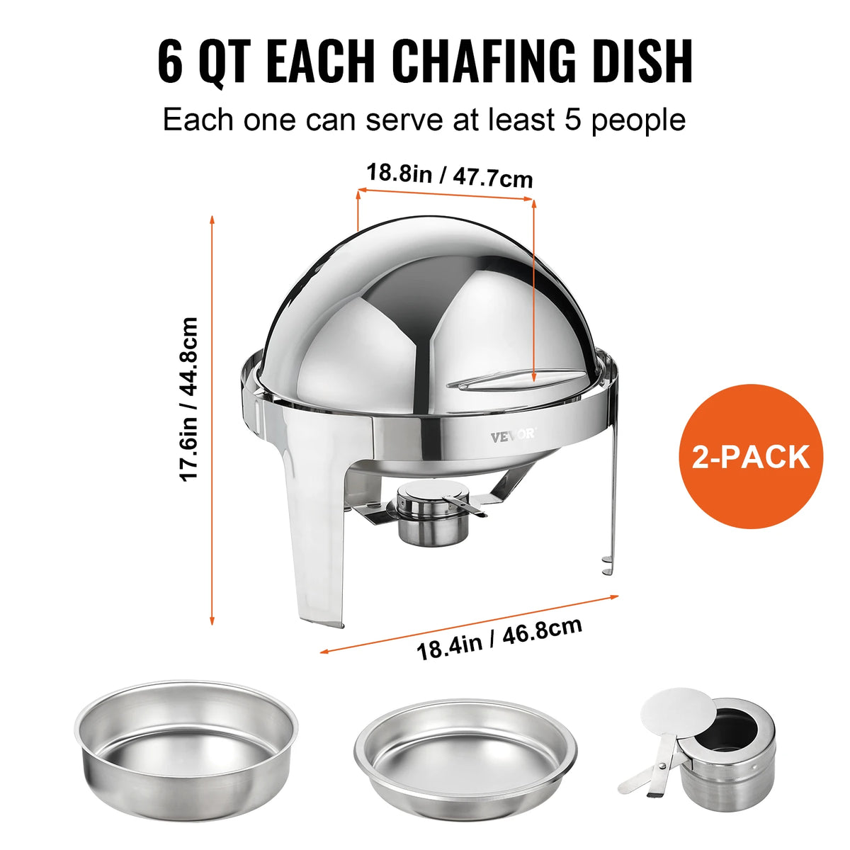 SucceBuy Roll Top Stainless Steel Chafing Dish Buffet Server Set