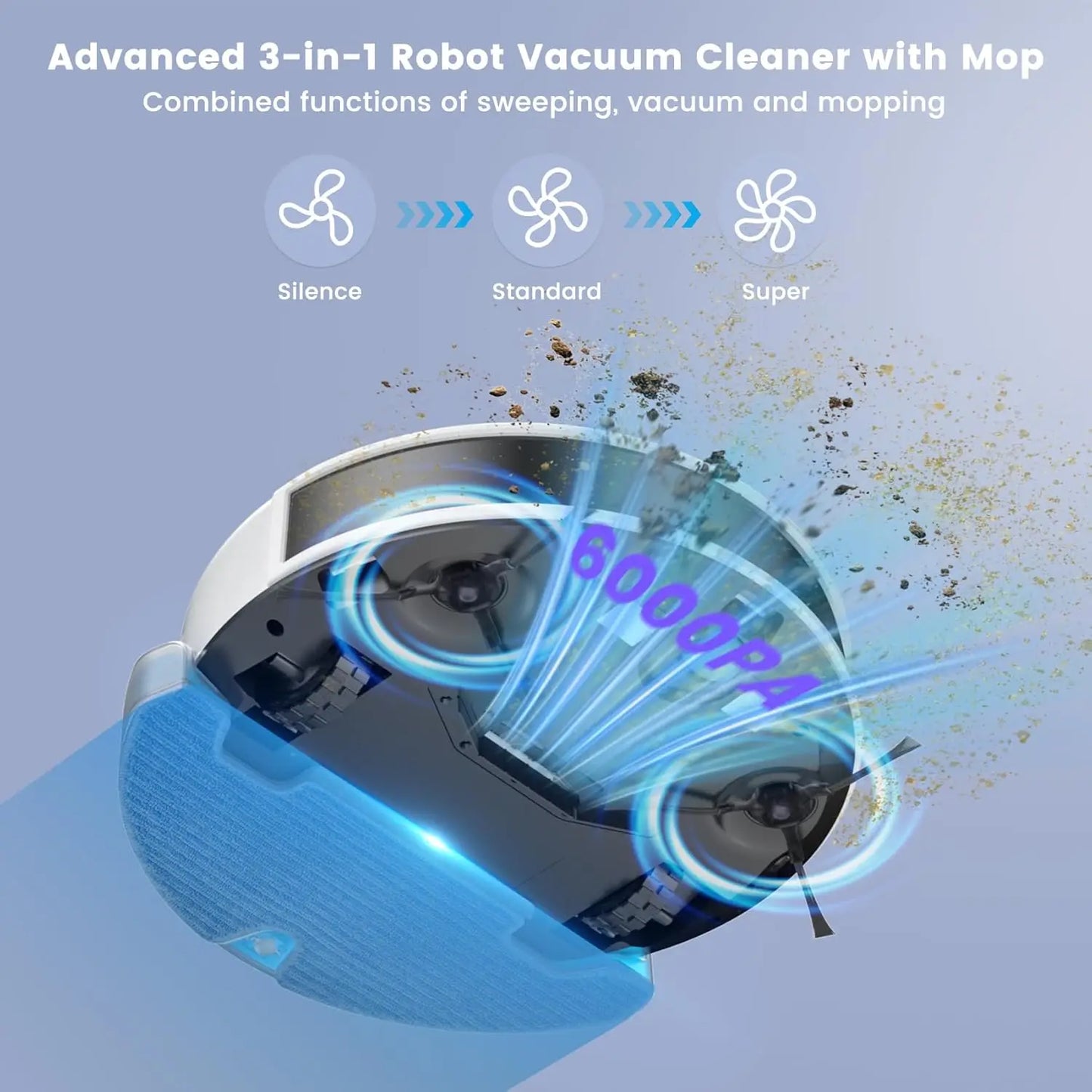 XMSJ LiRobot Vacuum And Mop Combo 6000Pa Smart Mapping 150Min