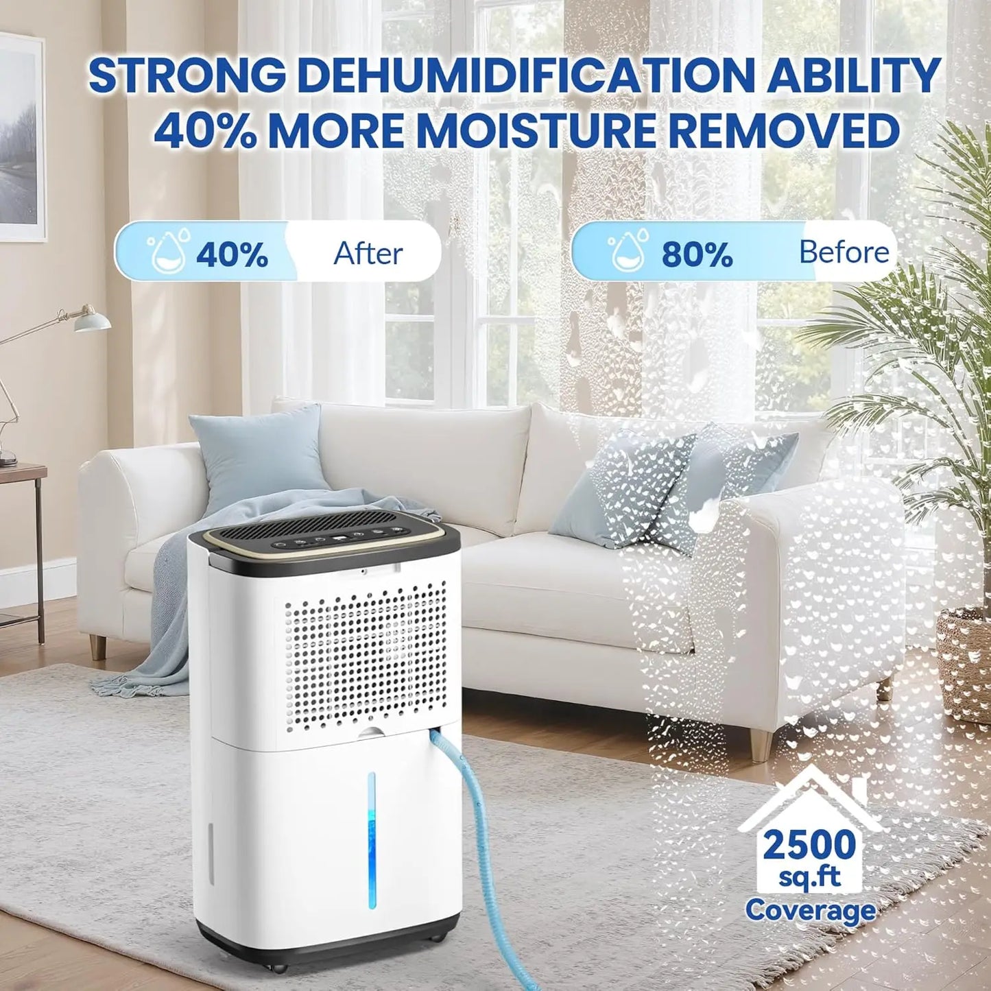 XMSJ 30 Pint Basement Dehumidifier With Drain Hose
